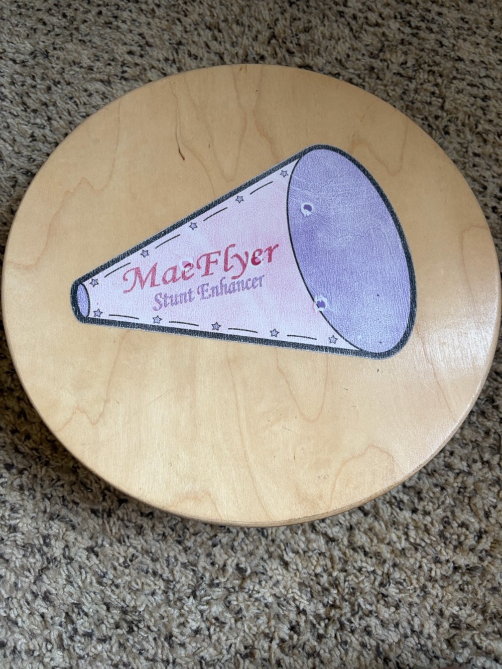 Mae Flyer Stunt Enhancer Wooden Cheer Megaphone Plaque - Pink and Purple